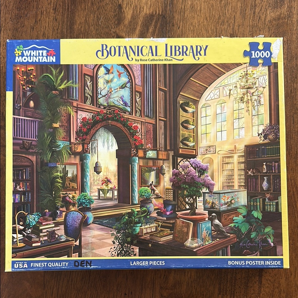 White Mountain Botanical Library 1000-Piece Puzzle - Yellow Box